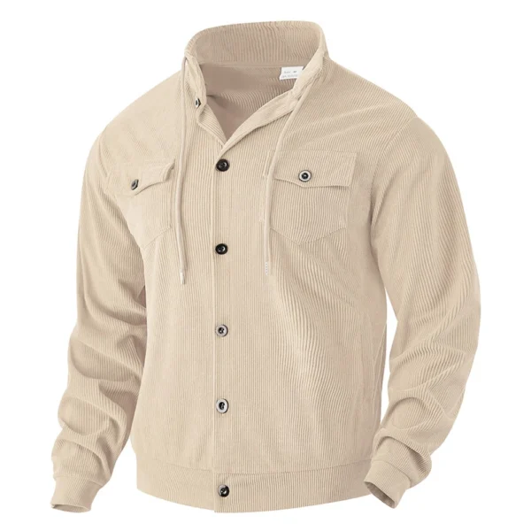 Men's Solid Color Corduroy Lapel Jacket Men's Retro Multi-Pocket Work Jacket - Image 13