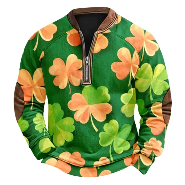 Men's St. Patrick's Day Vintage Casual Zip Sweatshirt Outdoor Casual Top - Image 7