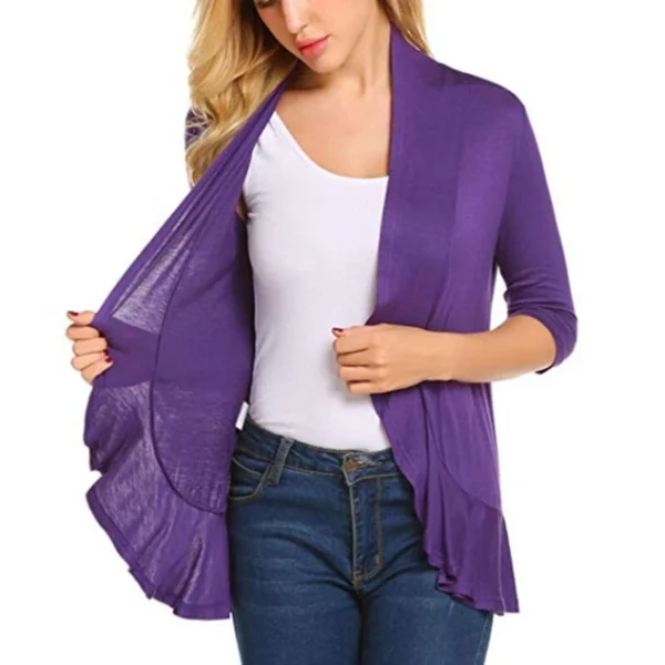 Women's solid color cardigan top - Image 6