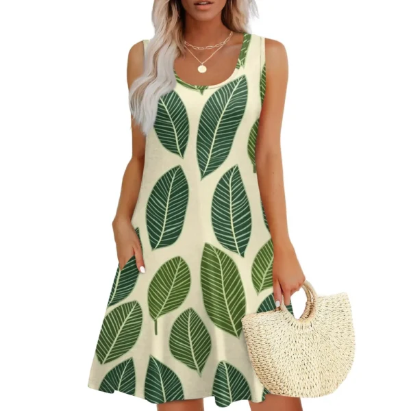 Women's Casual Fashion U-neck Sleeveless Print Dress - Image 13