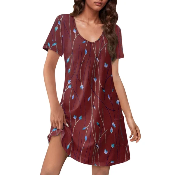 Women's Casual Sundress With Pockets Summer Boho Beach Dress Floral Blouses For - Image 41
