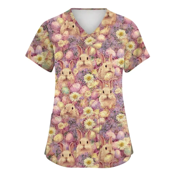 Women's Daily Fashion Casual Short Sleeved Round Neck Printed Loose T-Shirt - Image 37
