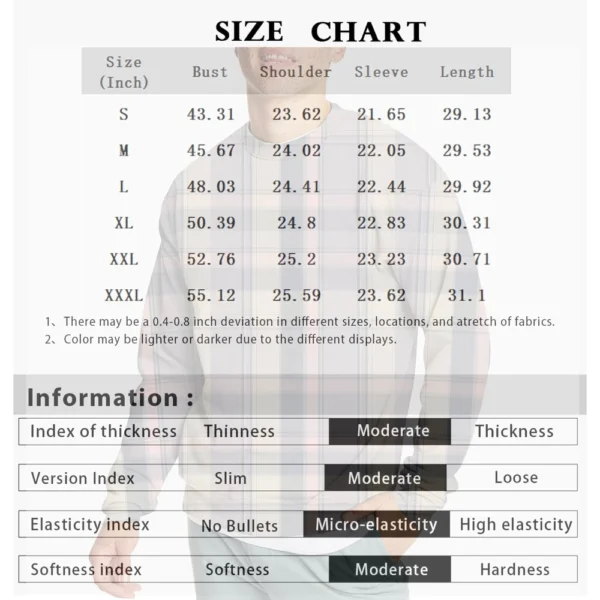 Men's Casual Fashion Comfortable Plaid Round Neck Pullover Sweatshirt Sweatshirt - Image 33