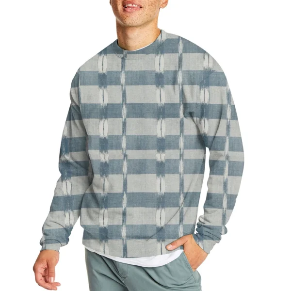 Men's Casual Fashion Comfortable Plaid Round Neck Pullover Sweatshirt Sweatshirt - Image 37